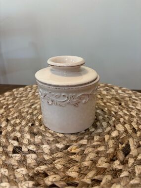 Ceramic Ivory Decorative Storage Jar with Lid